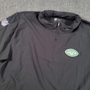New York Jets Windshirt Mens XL Black Packable Hood Pullover NFL Football Nike